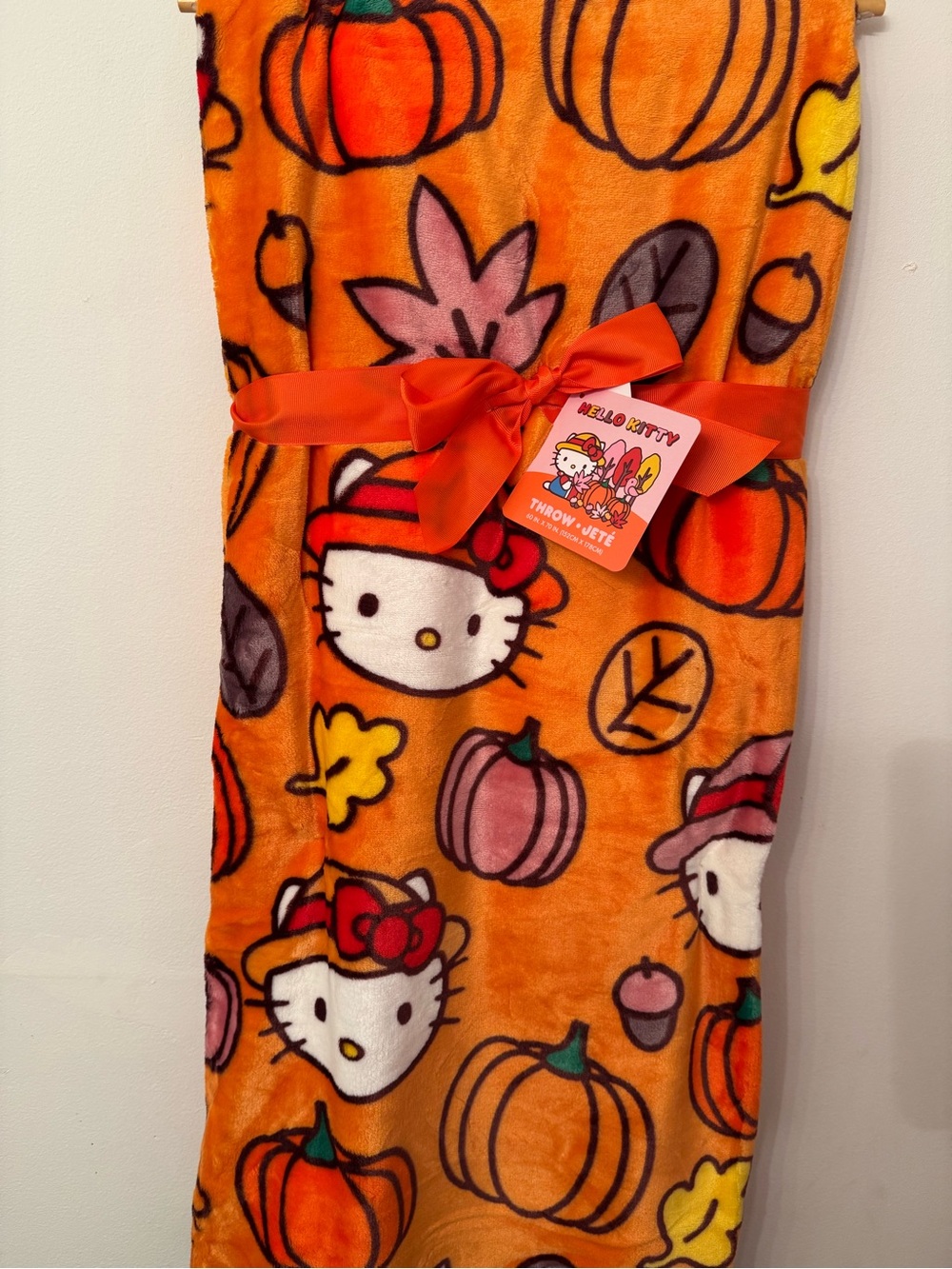 Hello Kitty Fall Pumpkin Plush Throw Blanket 60x70